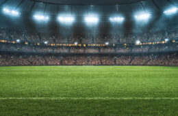 Photo,Of,A,Soccer,Stadium,At,Night.,The,Stadium,Was